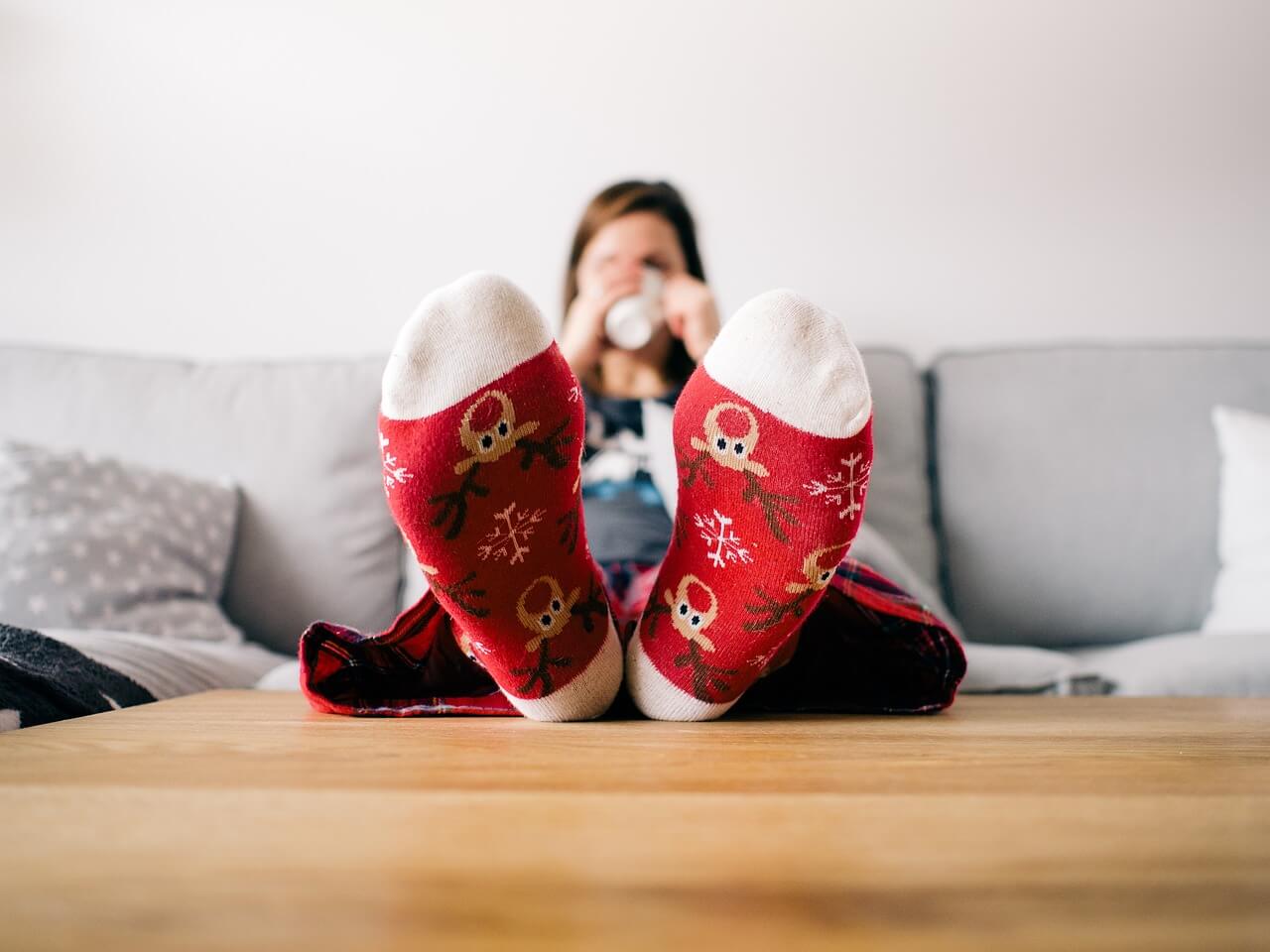 feet, socks, living room